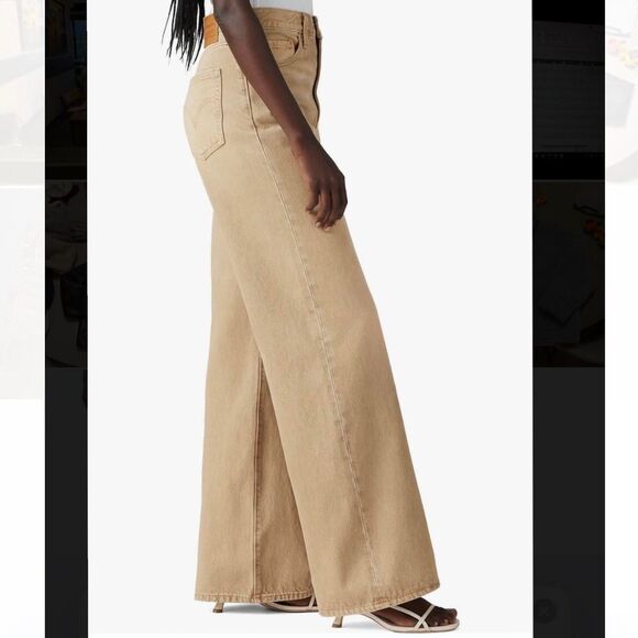 Levi's Premium Ribcage Wide Leg Jeans Tan Jeans 29x34 Tall Levis Levi 8 Long - Picture 4 of 5